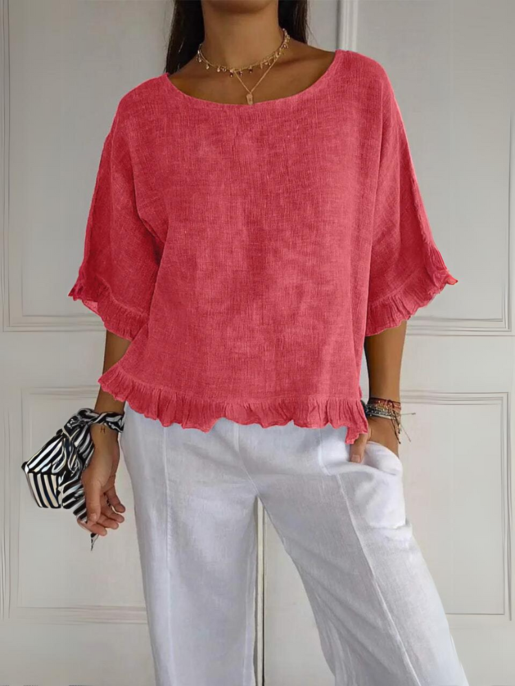 Sylis | Cotton Linen Blouse with Ruffles