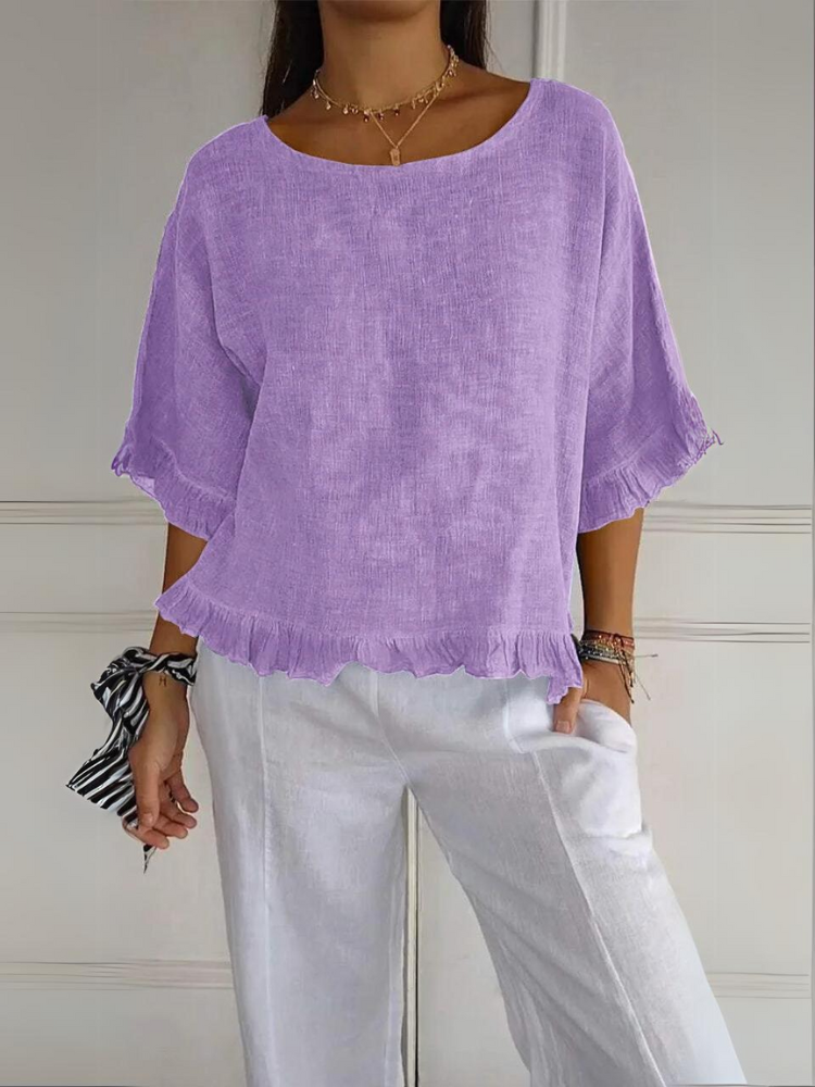 Sylis | Cotton Linen Blouse with Ruffles