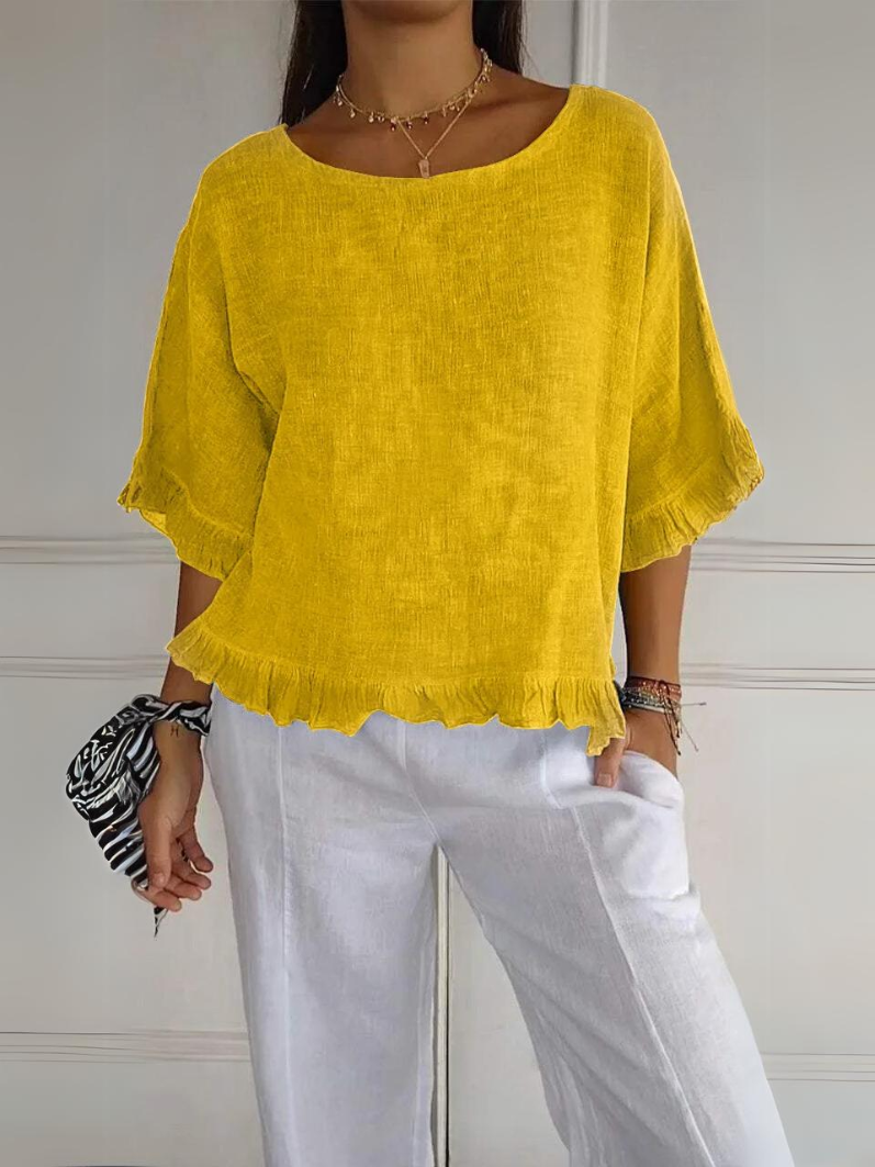 Sylis | Cotton Linen Blouse with Ruffles