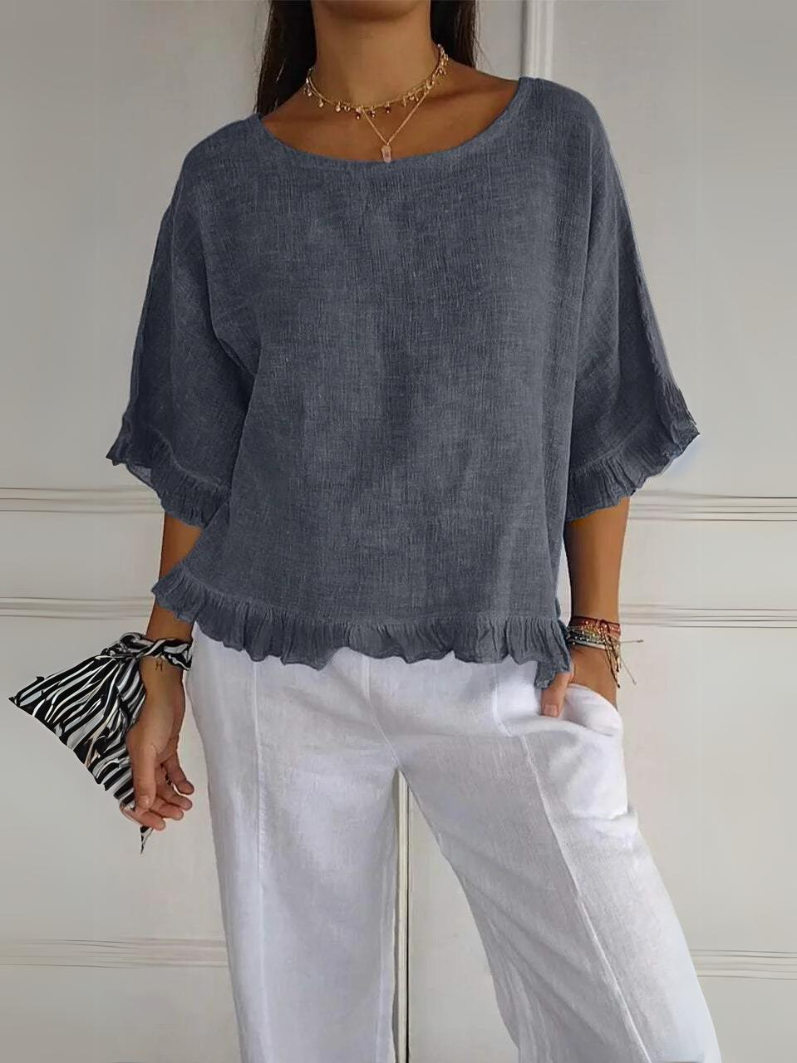 Sylis | Cotton Linen Blouse with Ruffles