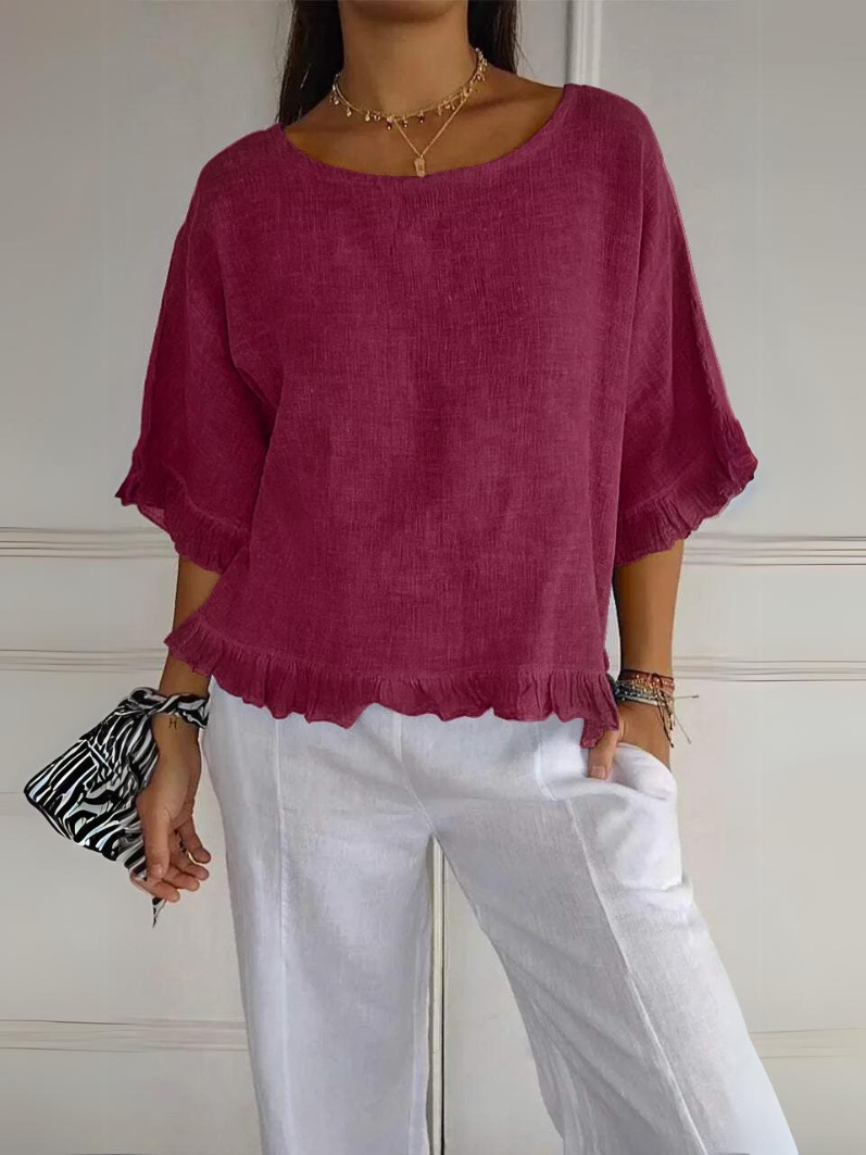 Sylis | Cotton Linen Blouse with Ruffles