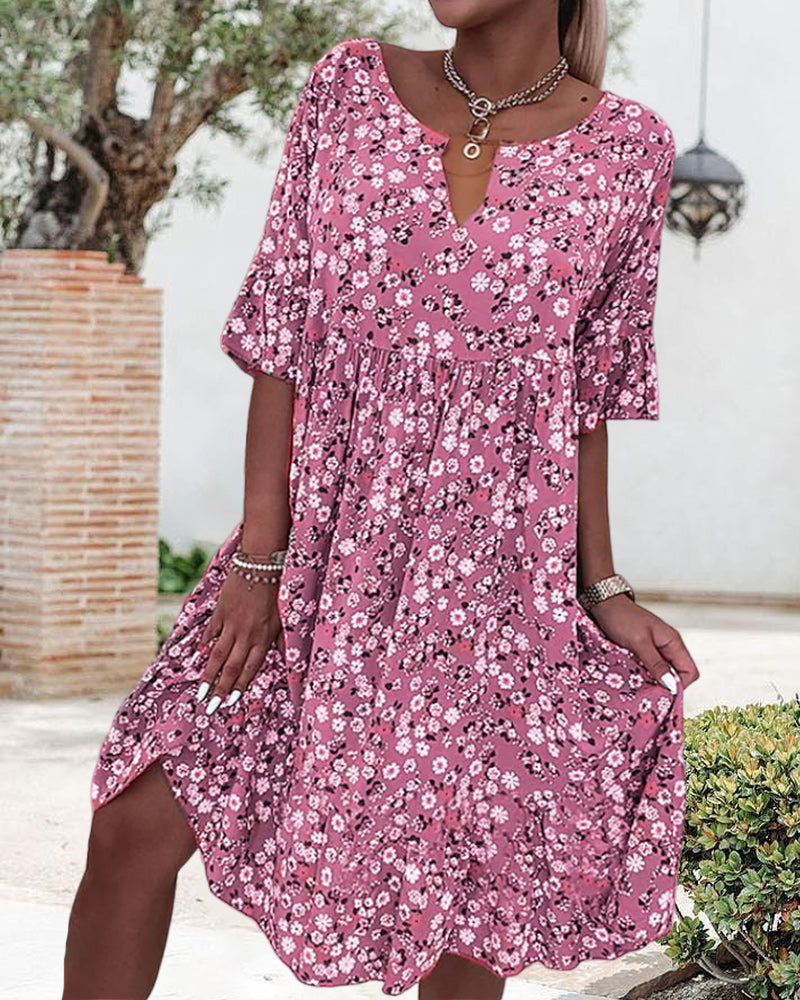 Sylis | Half-sleeve Dress in Floral Print