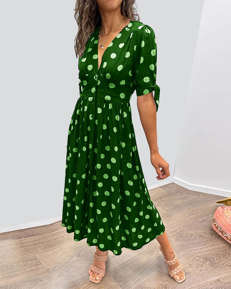 Sylis | Polka Dots V-Neck Dress