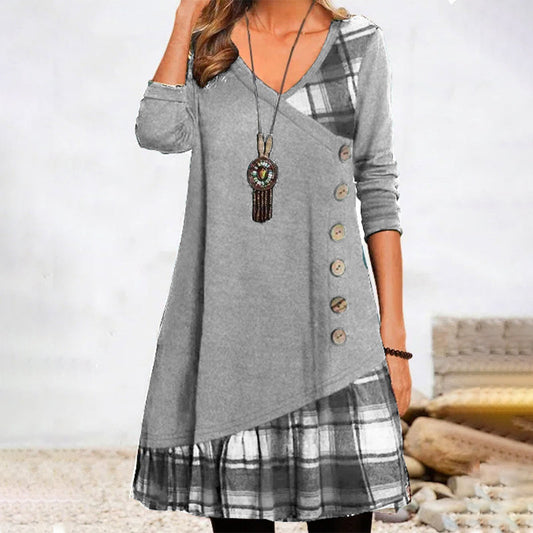 Sylis | Long sleeve checkered dress