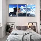 Temple In The Mountains 3 Piece - Canvas Wall Art Painting