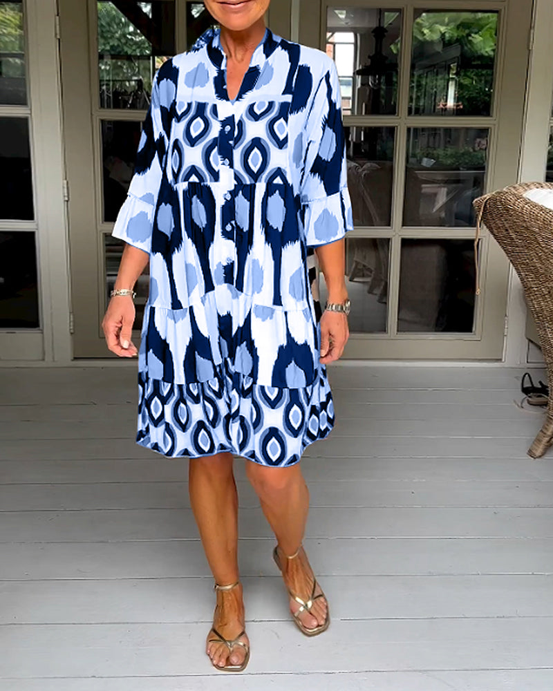 Sylis | Printed Dress With 3/4 Sleeves