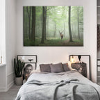 Misty Mystical Deer In The Woods - Canvas Wall Art Painting
