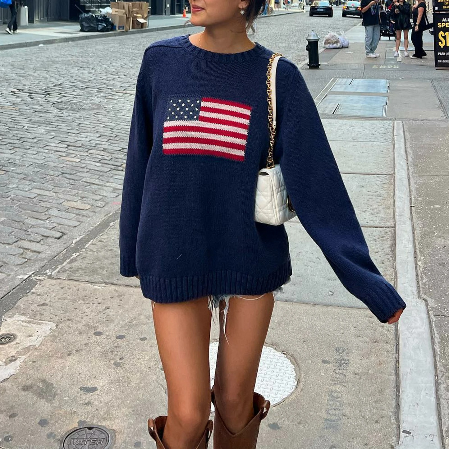 Sylis-Mode | Knit sweater American flag