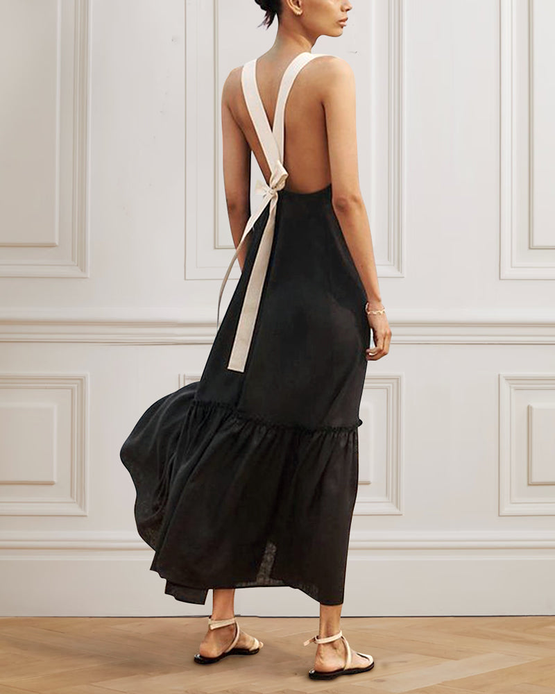 Sylis | Contrast Tied Open Back Dress