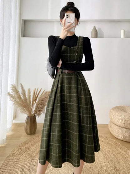 Sylis-Mode - Women Stylish Vintage Checkered Dress