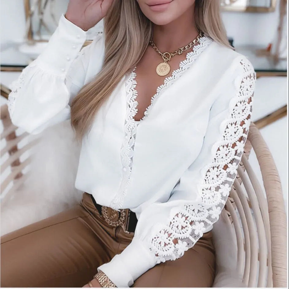 Sylis | Elegant white women's blouse in 2024 style