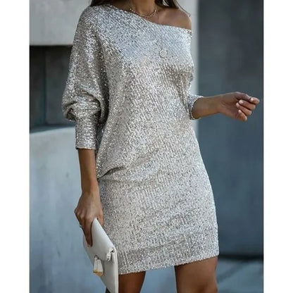 Sylis-Mode | Bare Shoulders Sequin Mini Dress