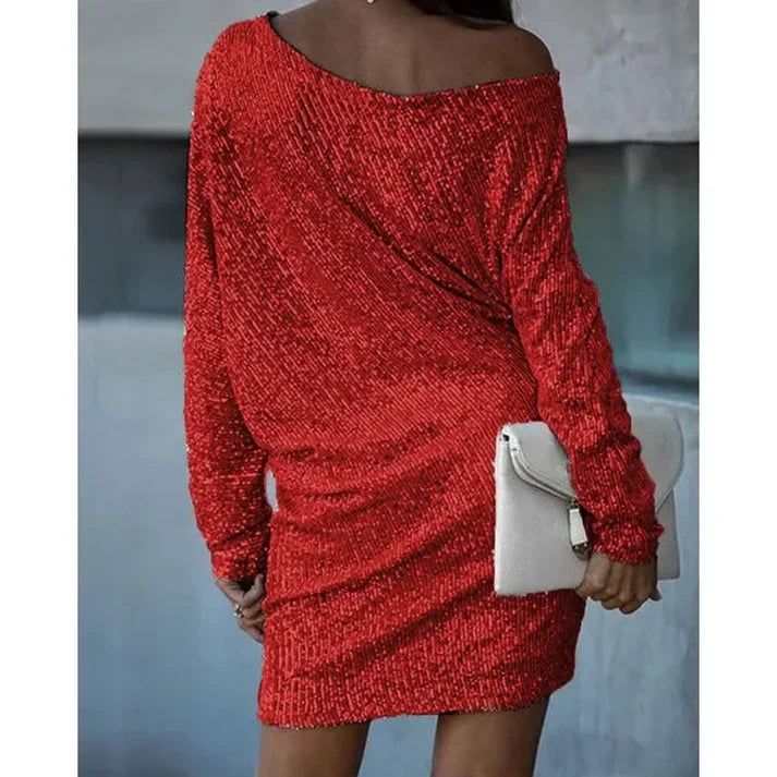 Sylis-Mode | Bare Shoulders Sequin Mini Dress