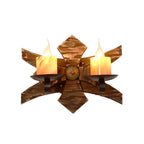 Black Candle/Lantern Wall Lighting Vintage Style Clear Glass/Marble 2-Light Indoor Wall Sconce with Wooden Back Plate