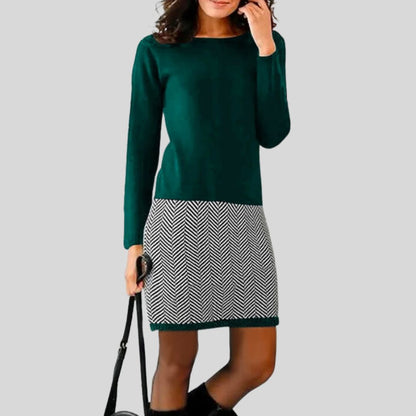 Sylis | Chic dress with houndstooth hem