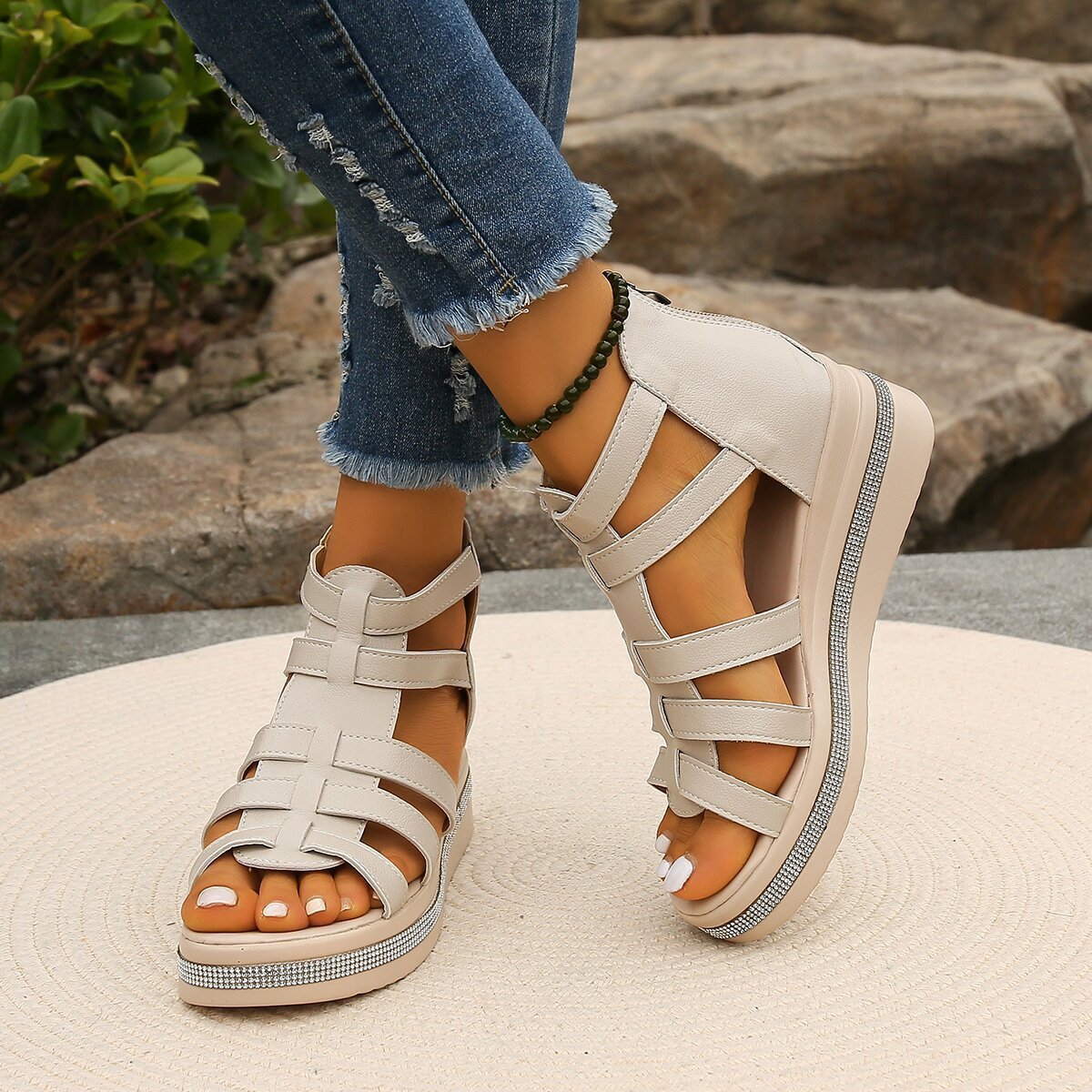 Sylis – Elegant Summer Sandals Rhinestone Platform