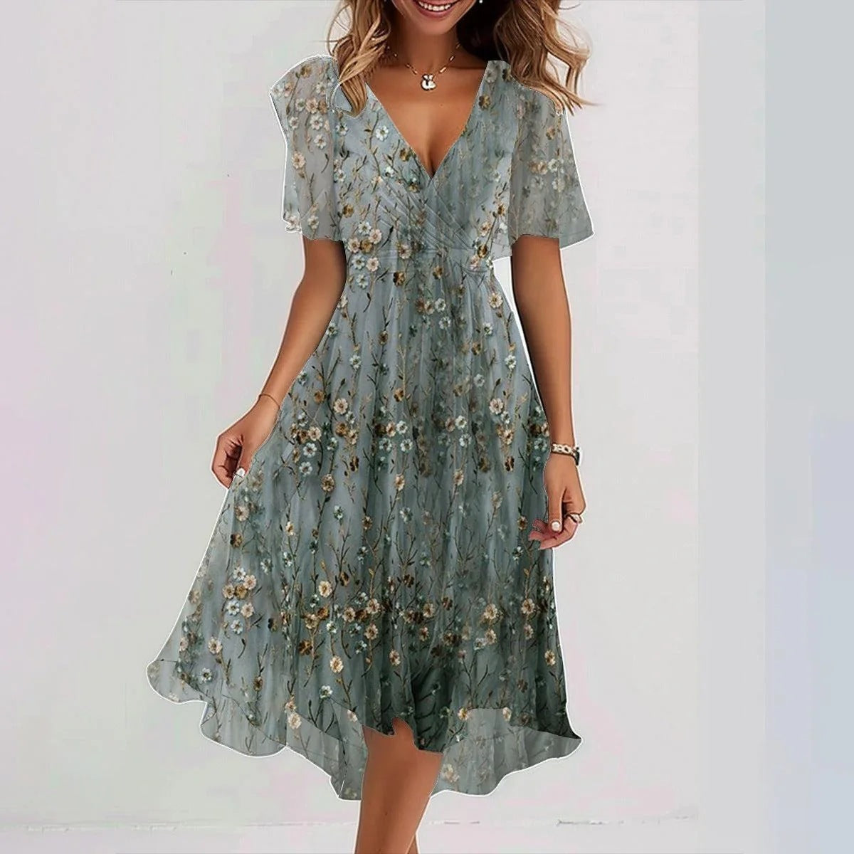 Sylis | Elegant Summer Dress With Short Sleeves