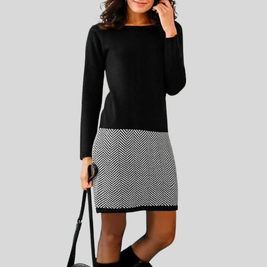 Sylis dress with houndstooth hem