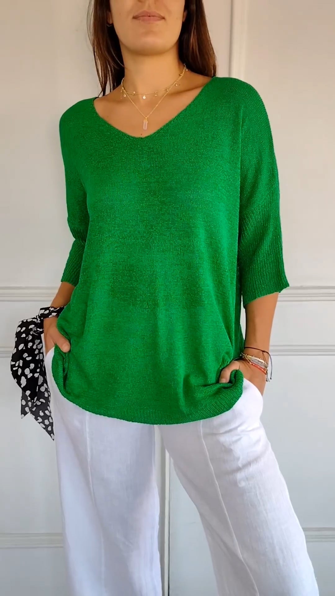 Sylis | color knit top with V-neck