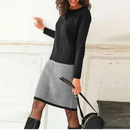 Sylis | Chic dress with houndstooth hem