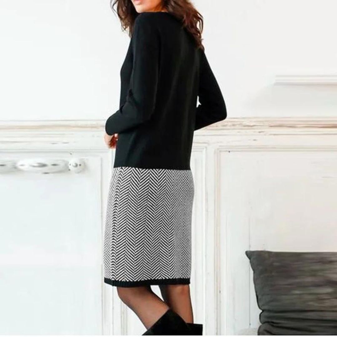 Sylis dress with houndstooth hem