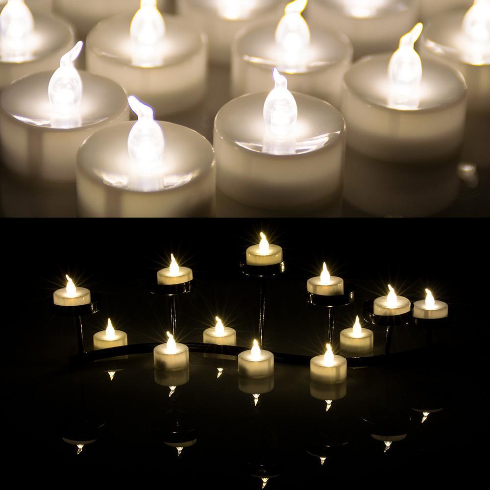 24-piece: Warm white tea lights timer flameless smokeless candles