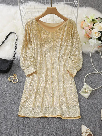 Sylis | Party sequin dress with contrast
