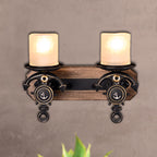Candlestick Wall Lamp Country Style Opal Glass 1/2-Light Black and Gold Wall Fixture with Resin Anchor Design