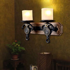 Candlestick Wall Lamp Country Style Opal Glass 1/2-Light Black and Gold Wall Fixture with Resin Anchor Design