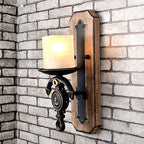 Candlestick Wall Lamp Country Style Opal Glass 1/2-Light Black and Gold Wall Fixture with Resin Anchor Design