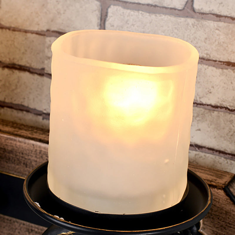 Candlestick Wall Lamp Country Style Opal Glass 1/2-Light Black and Gold Wall Fixture with Resin Anchor Design