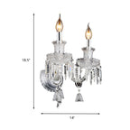 Candle holder Clear Glass Wall Lamp Fixture Modern 1/2 Cups Chrome Wall Lamp with Diamond Shaped Crystal Decoration
