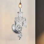 Candle holder Clear Glass Wall Lamp Fixture Modern 1/2 Cups Chrome Wall Lamp with Diamond Shaped Crystal Decoration