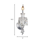Candle holder Clear Glass Wall Lamp Fixture Modern 1/2 Cups Chrome Wall Lamp with Diamond Shaped Crystal Decoration