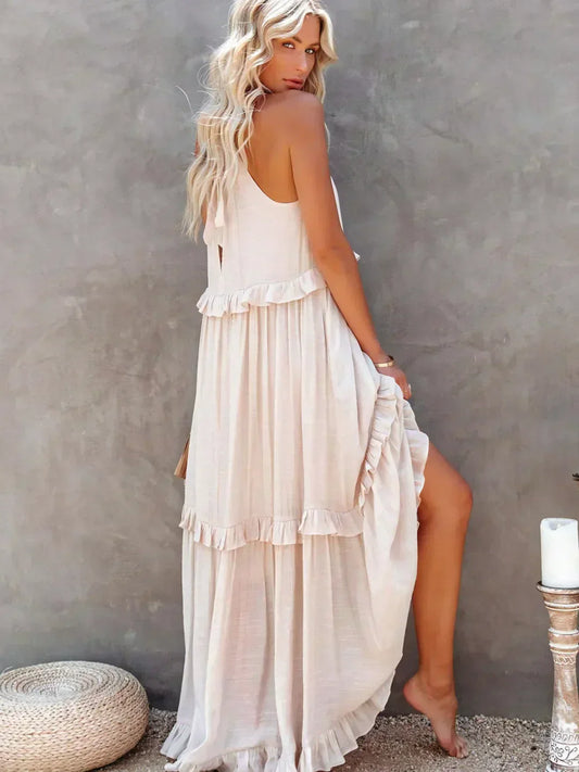 Sylis | Halter Ruffle Maxi Dress