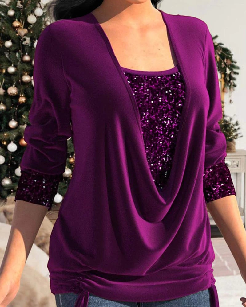 Sylis - Long-sleeved women's shirt with sequins