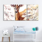 Young Elegant Deer-Canvas Wall Art Painting 3 Pieces