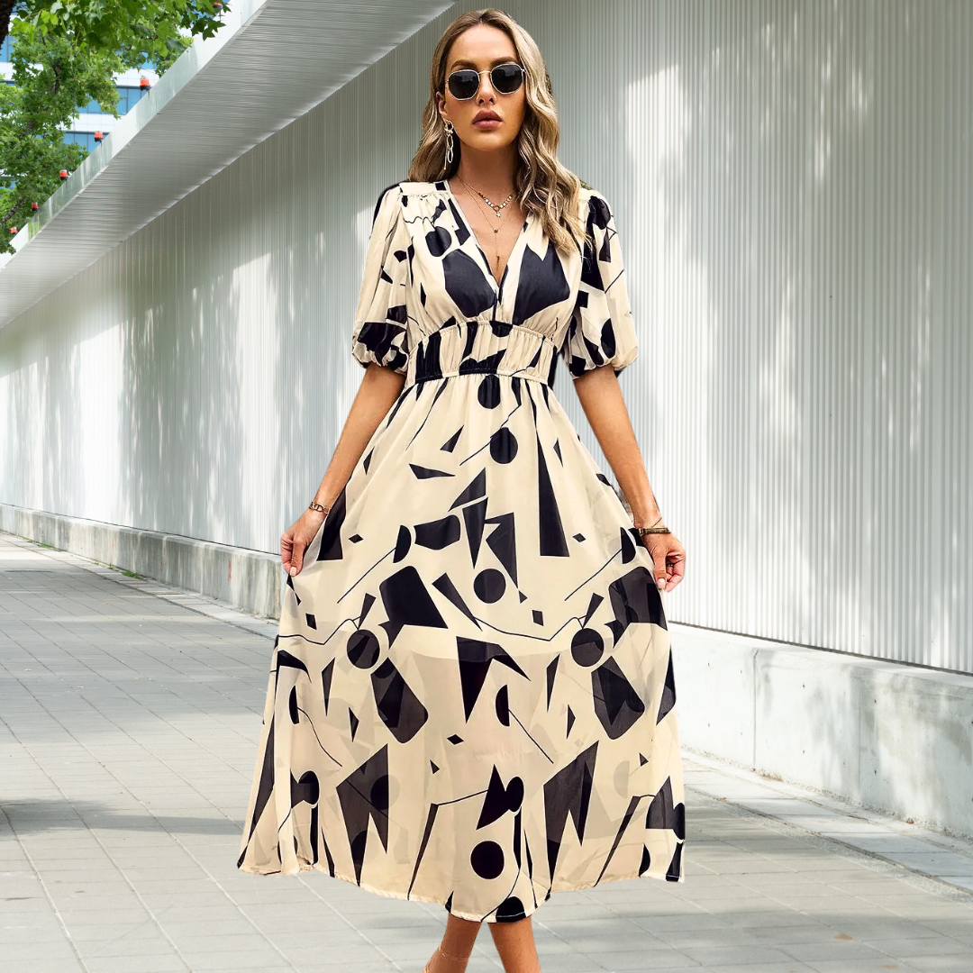 Sylis | Timeless Dress With Midi Puff Sleeves