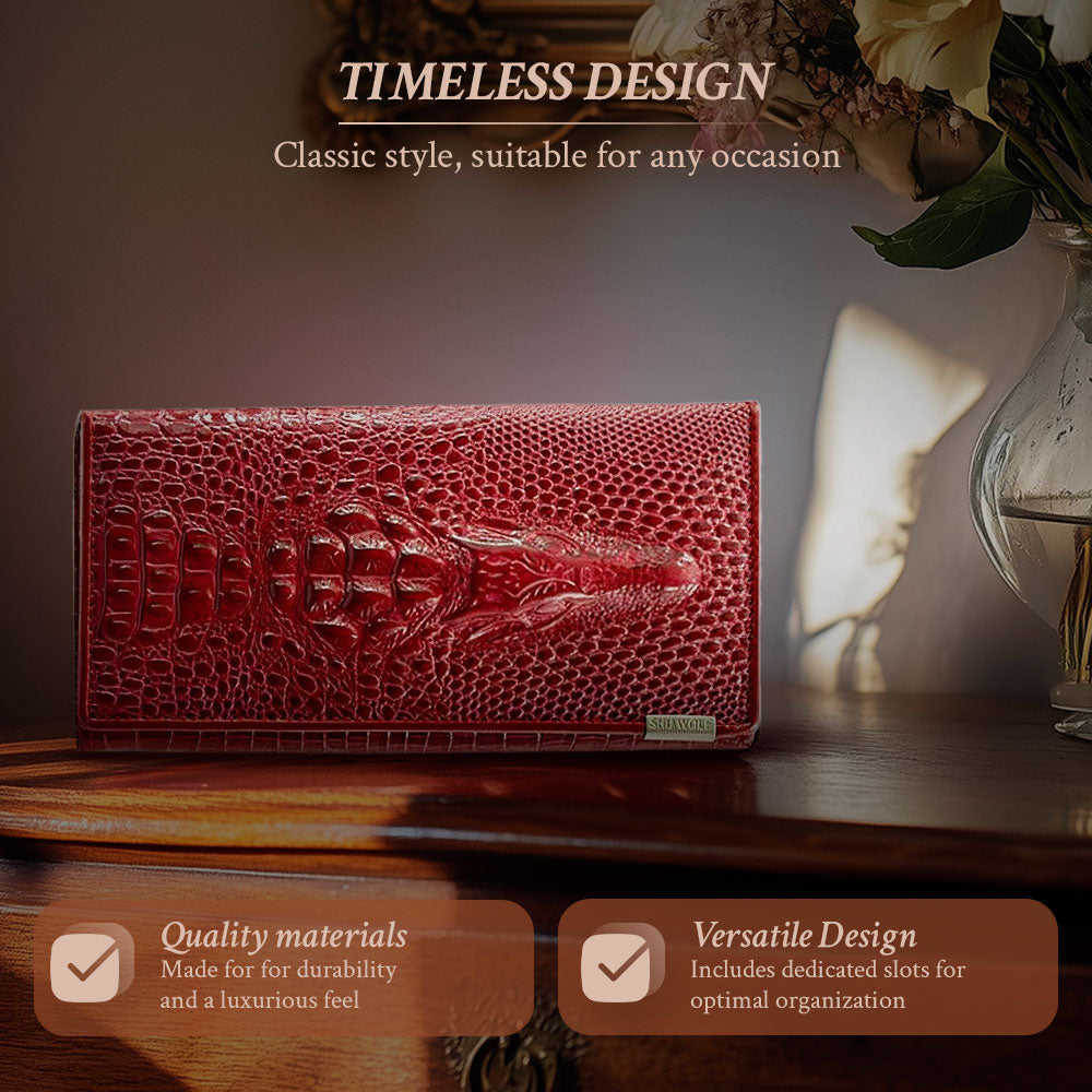 Sylis - Elegant RFID Wallet with Crocodile Embossing