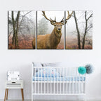Misty Fall Deer-Canvas Wall Art Painting 3 Pieces
