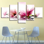 Tranquil Pink Magnolia Branches 5 Piece - Canvas Wall Art Painting