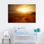Tranquil Cliffside Sunset  - Canvas Wall Art Painting