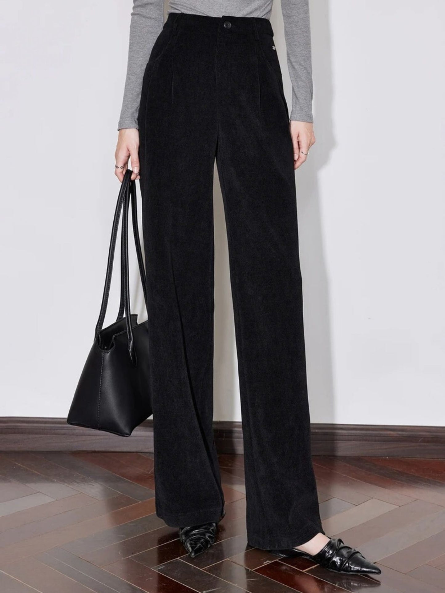 Wide Pleated Corduroy Pants