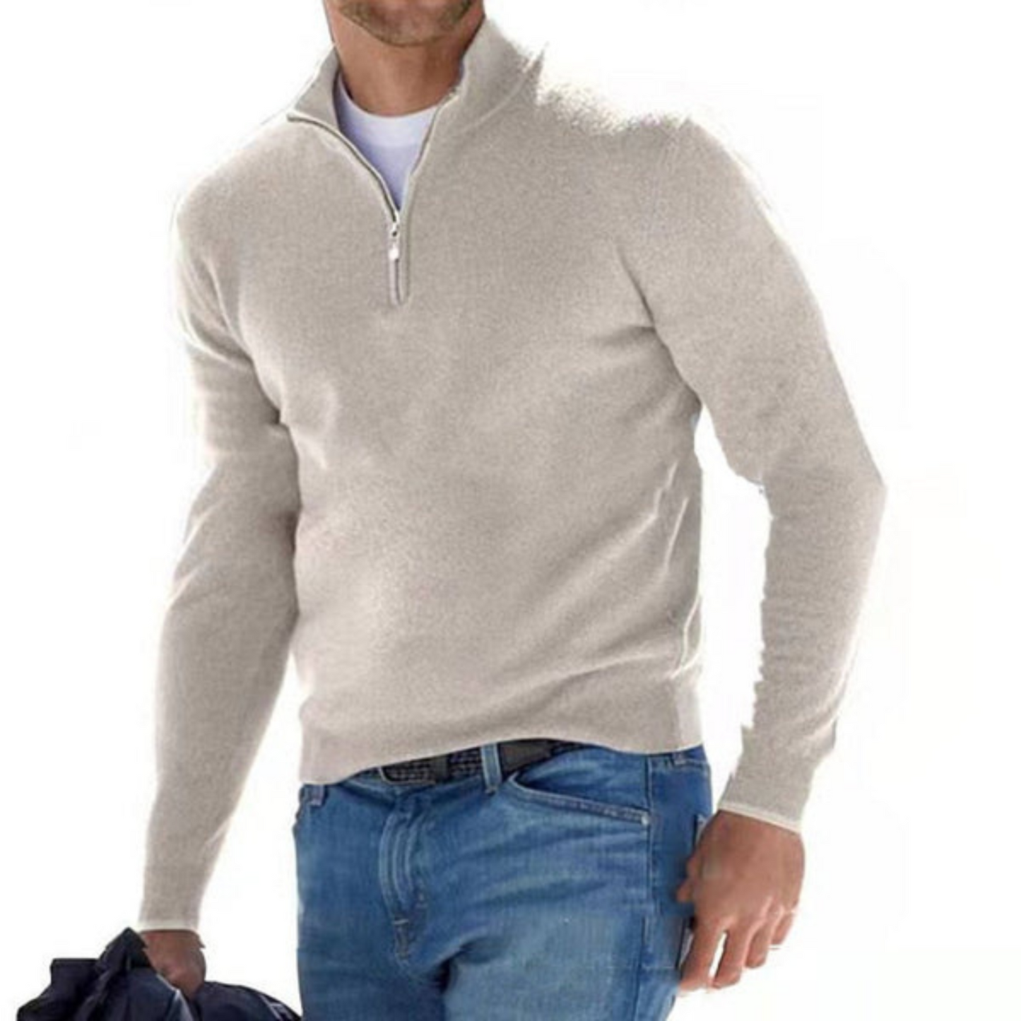 Sylis-Mode | Merino V-neck Pullover With Zipper