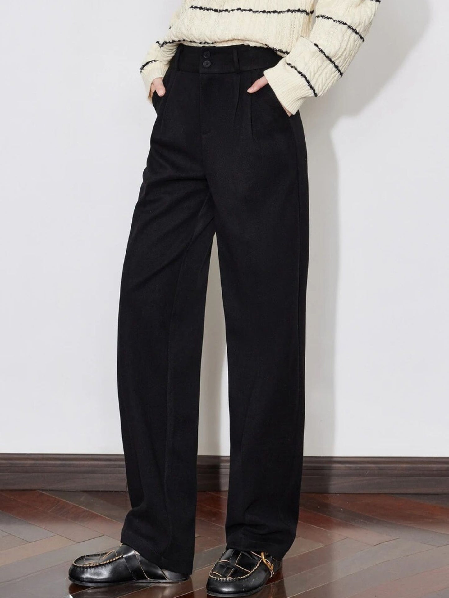 Mid-Rise Wool Pants