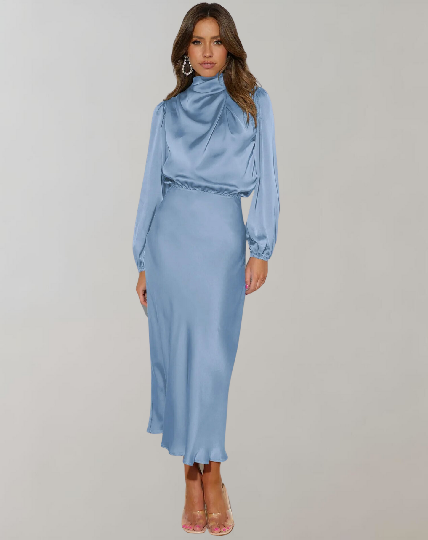 Sylis | Elegant satin dress with long sleeves