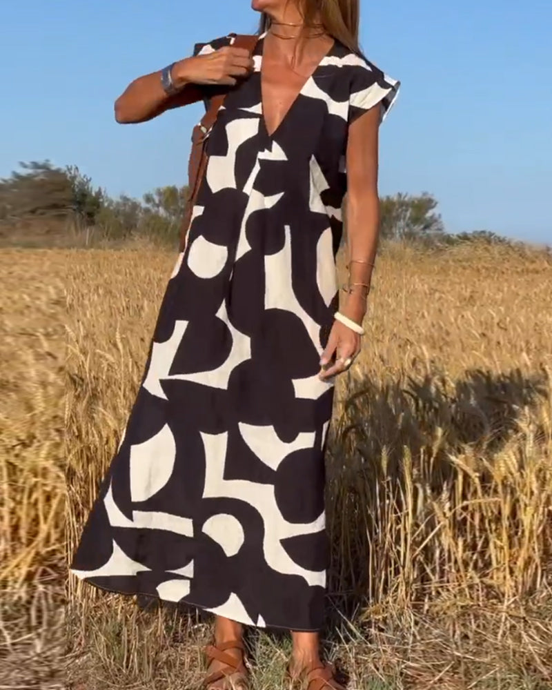 Sylis | V-neck Printed Maxi Dress