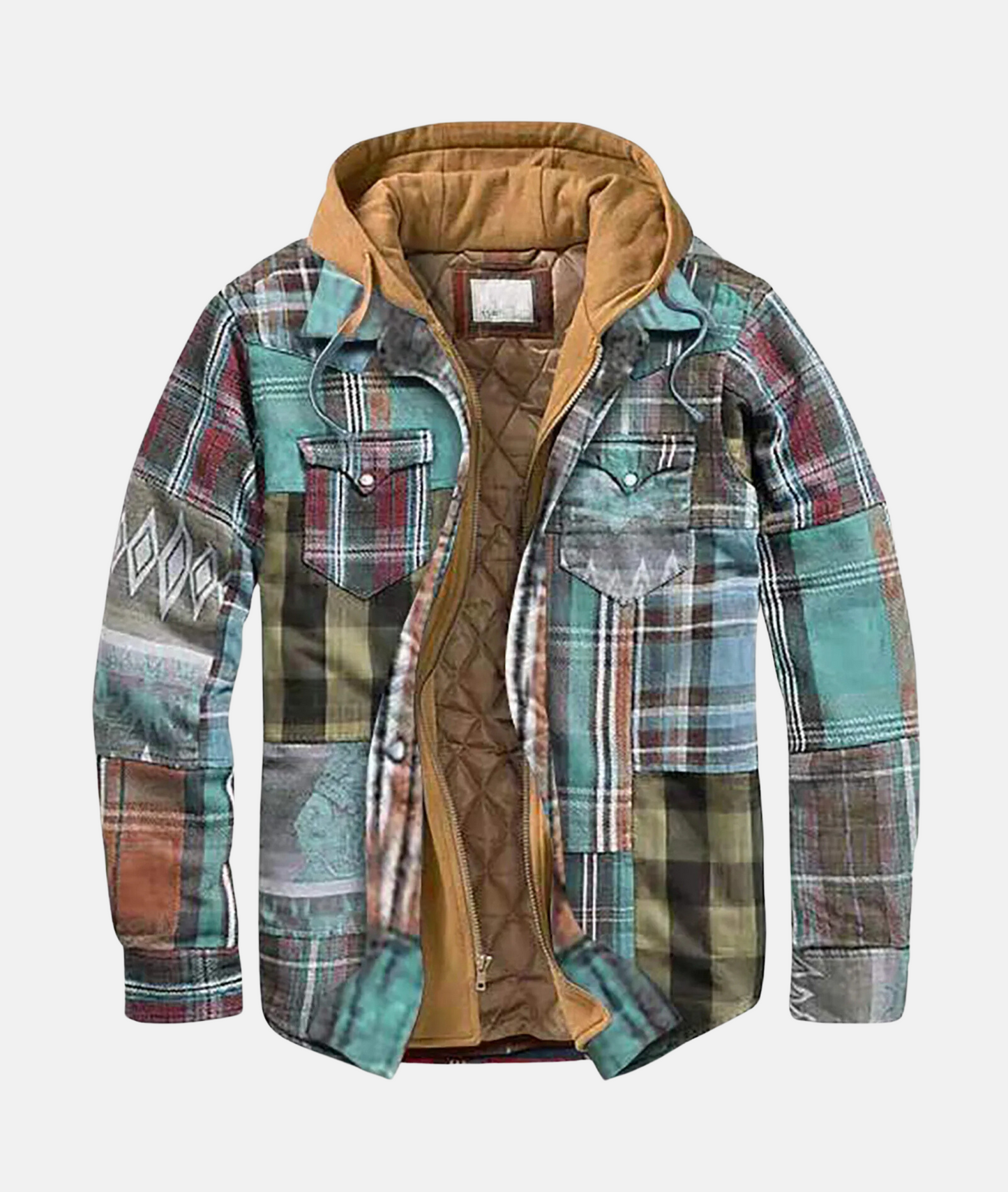 Sylis-Mode - Checked flannel shirt with hood for men