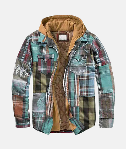 Sylis-Mode - Checked flannel shirt with hood for men
