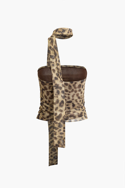 Sylis halter type net with leopard print